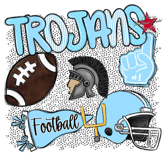 Trojans Football Spirit-Columbia Blue