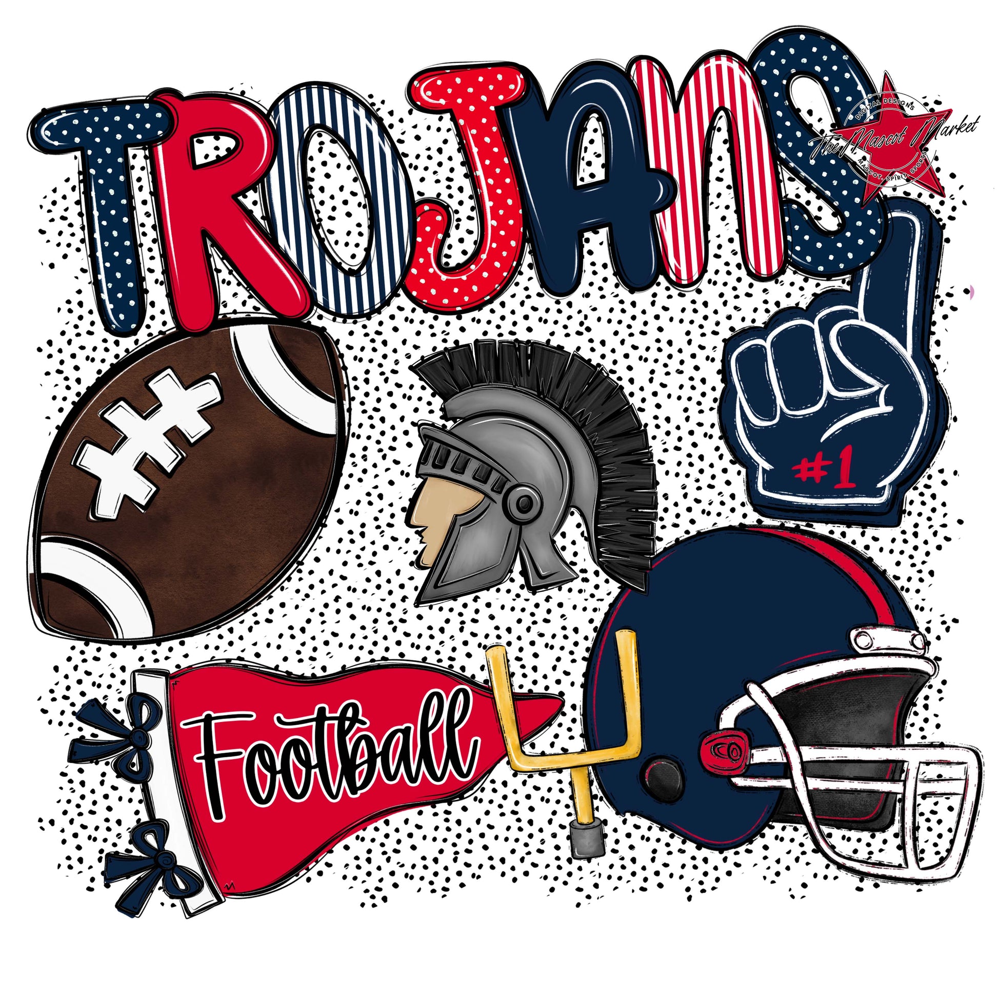 Trojans Football Spirit-Navy & Red