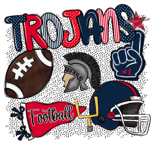 Trojans Football Spirit-Navy & Red