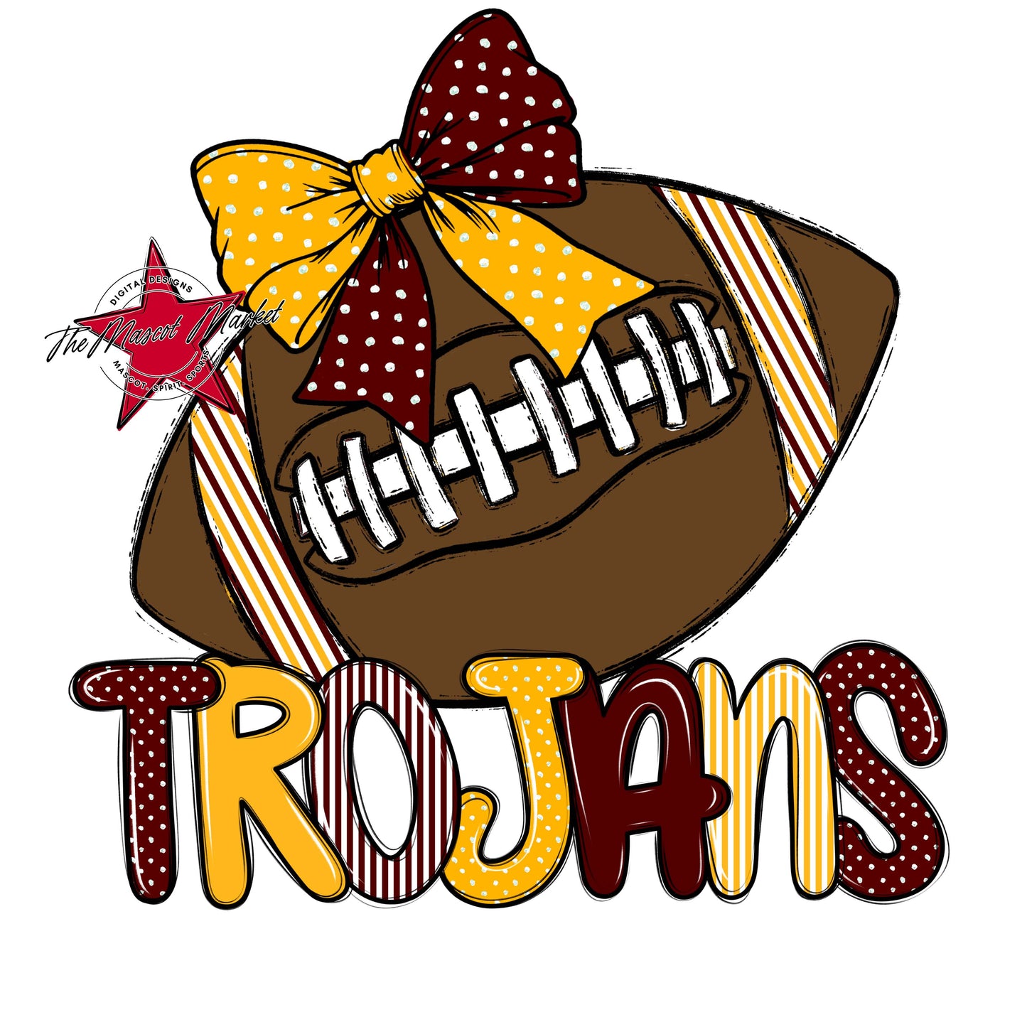 Trojans Football Spirit Design-Maroon & Yellow