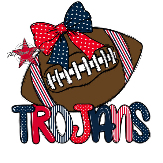 Trojans Football Spirit Design-Navy & Red
