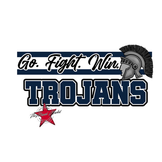 Trojans Go Fight Win Mascot Lines-Navy
