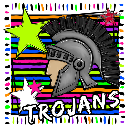 Trojans Mascot Frame-Neon Black