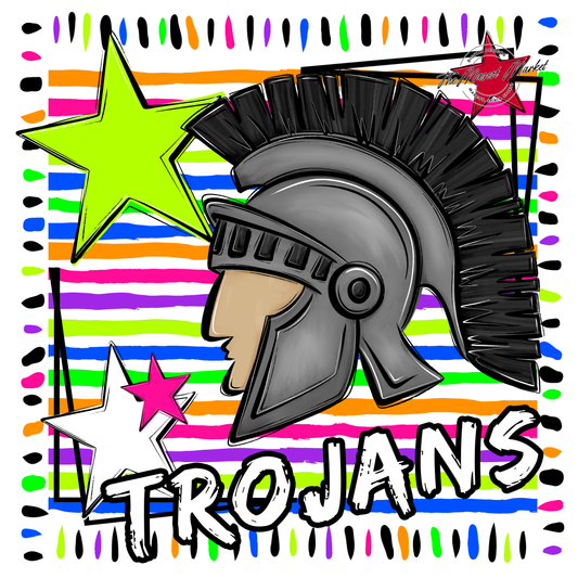 Trojans Mascot Frame-Neon White