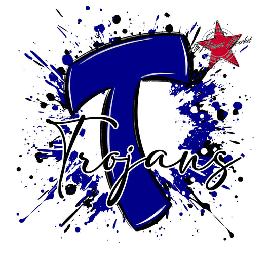 Trojans Mascot Splatter-Blue
