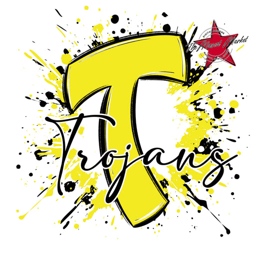 Trojans Mascot Splatter-Bright Yellow