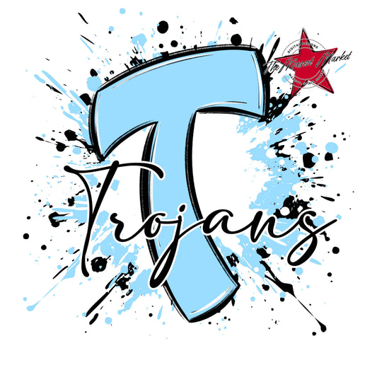 Trojans Mascot Splatter-Columbia Blue