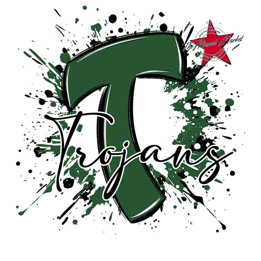 Trojans Mascot Splatter-Green