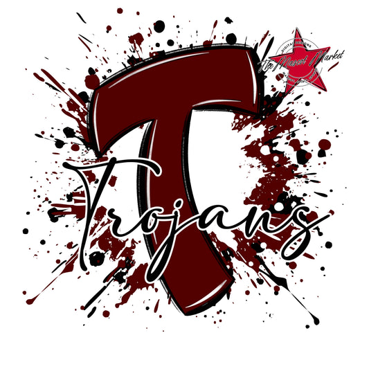 Trojans Mascot Splatter-Maroon