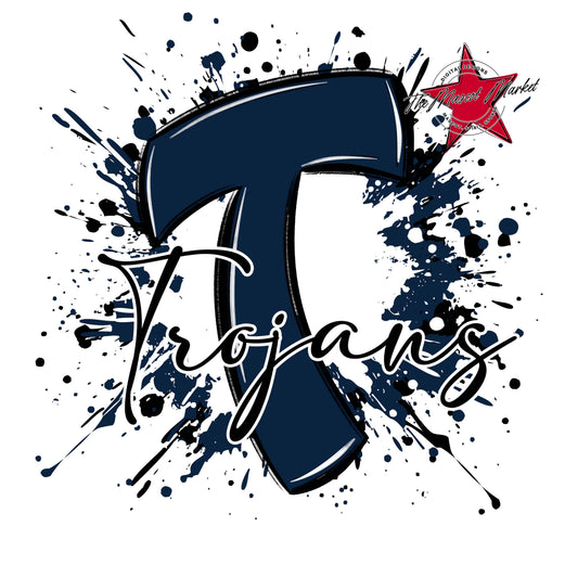 Trojans Mascot Splatter-Navy