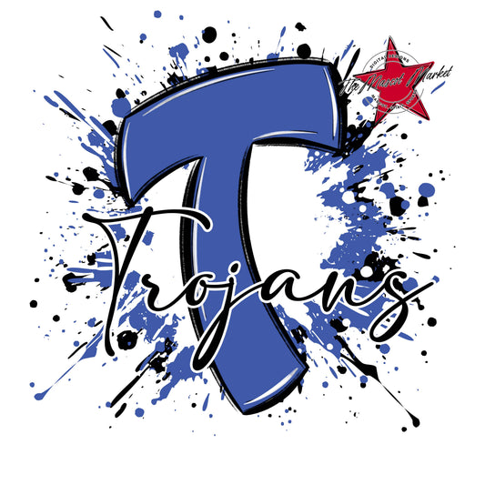 Trojans Mascot Splatter-Off Blue