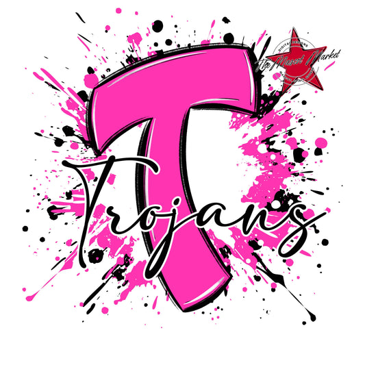 Trojans Mascot Splatter-Pink