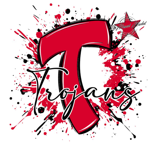 Trojans Mascot Splatter-Red