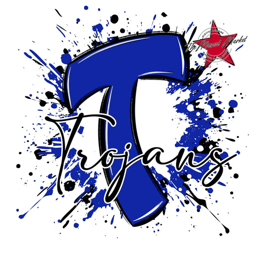 Trojans Mascot Splatter-Royal Blue
