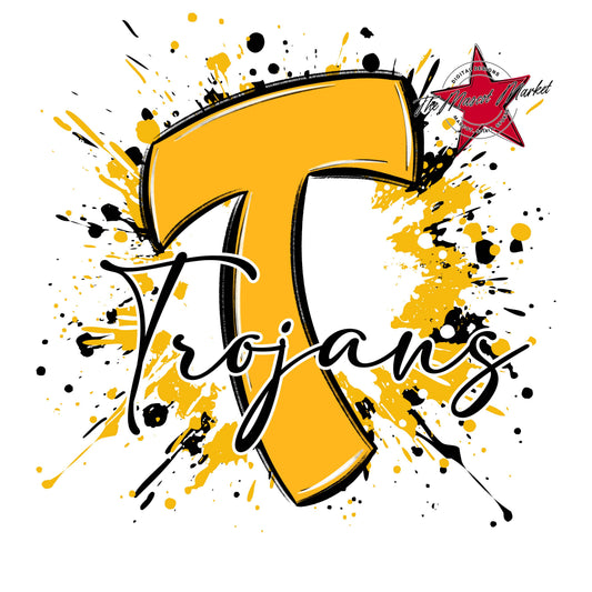 Trojans Mascot Splatter-Yellow