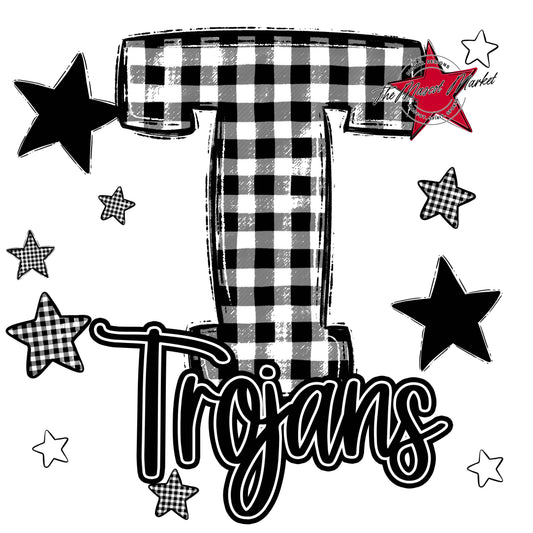 Trojans Plaid Star Design-Black