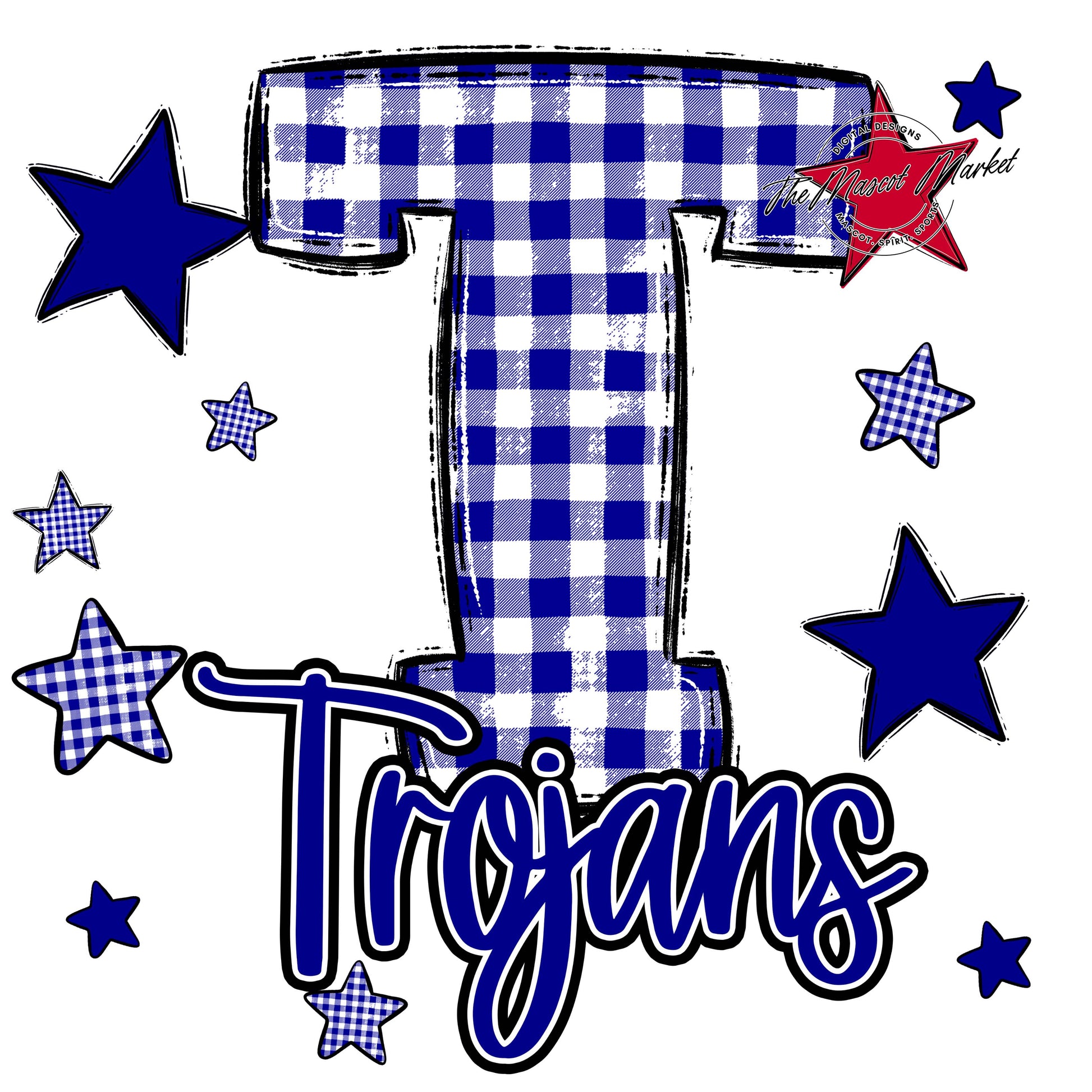Trojans Plaid Star Design-Blue