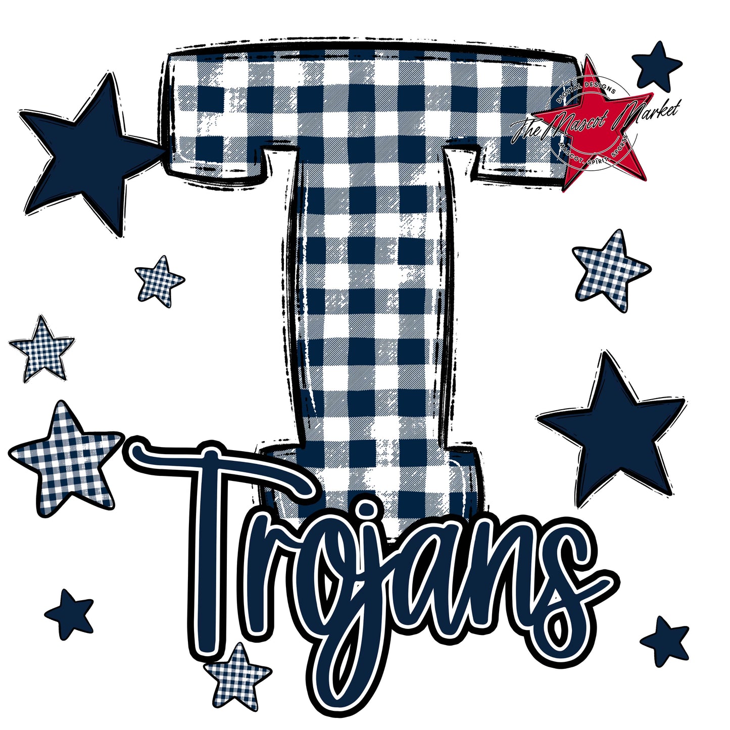 Trojans Plaid Star Design-Navy