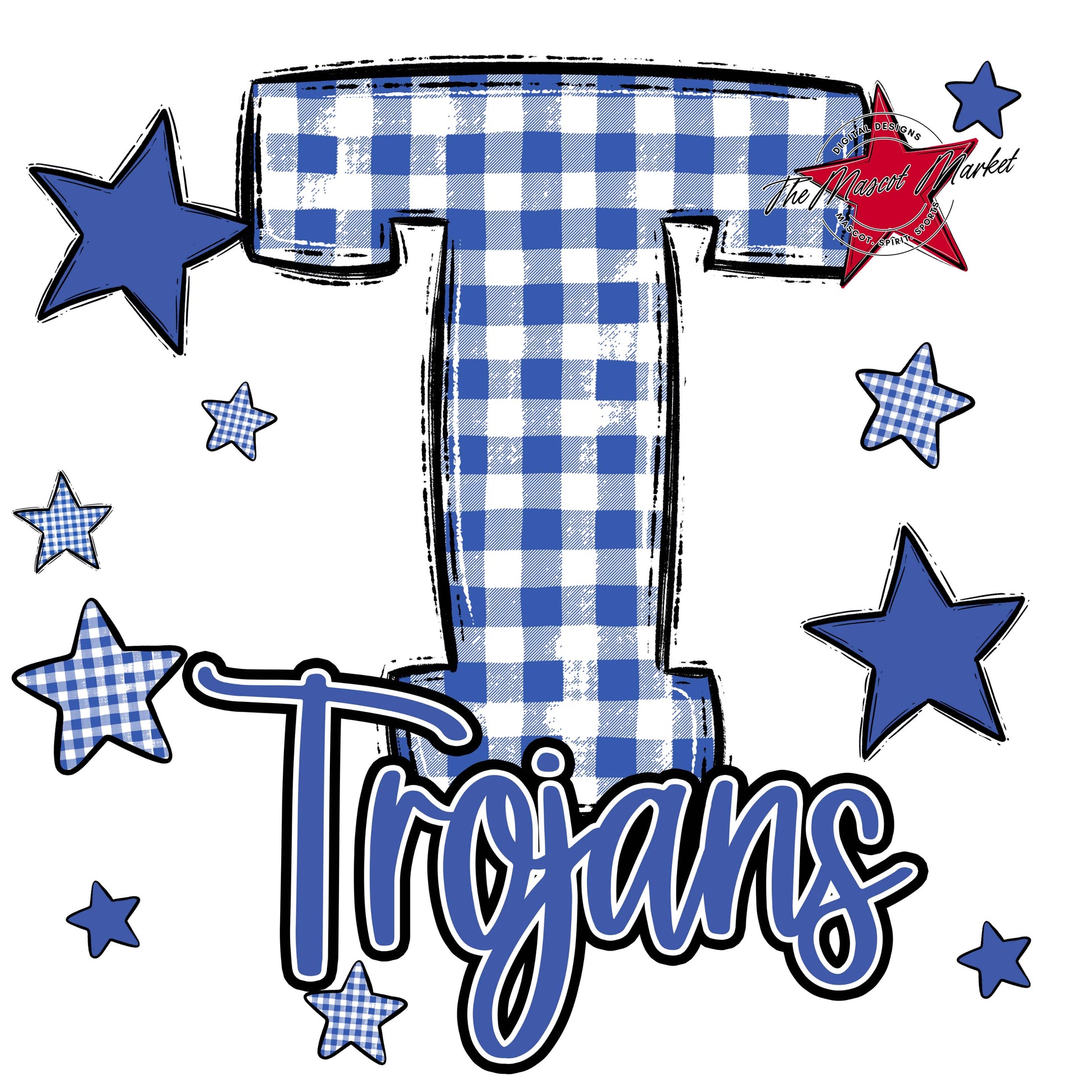 Trojans Plaid Star Design-Off Blue