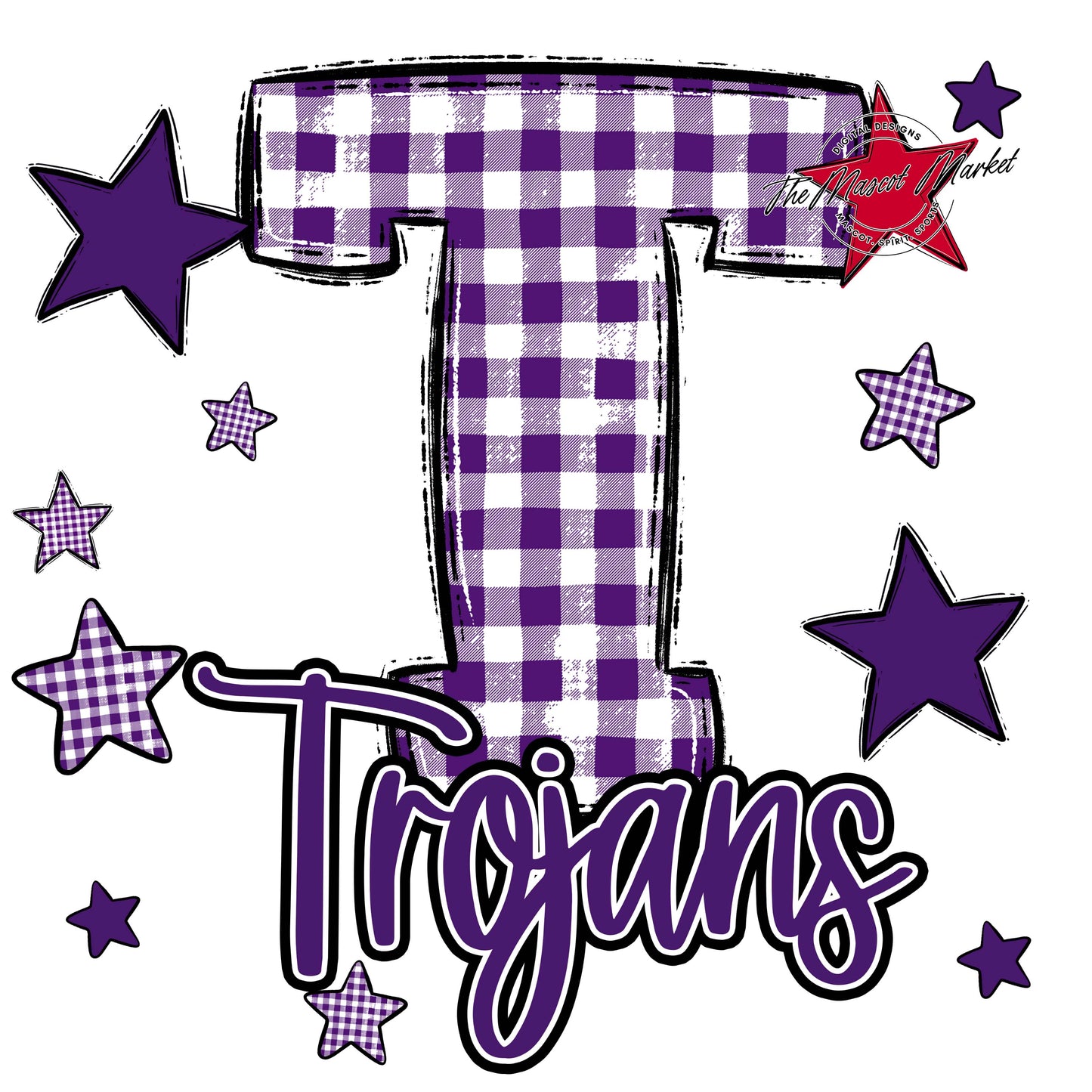 Trojans Plaid Star Design-Purple