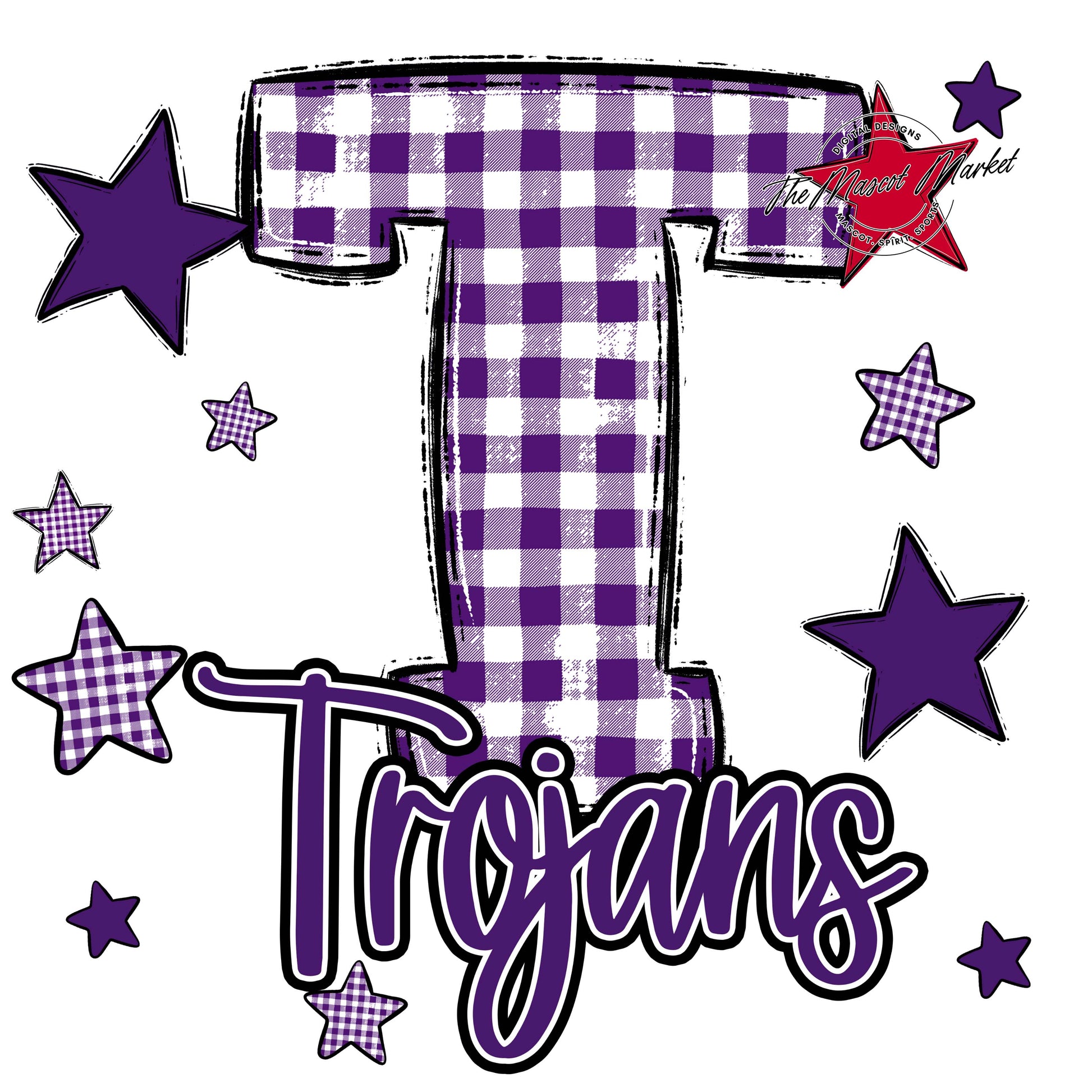 Trojans Plaid Star Design-Purple