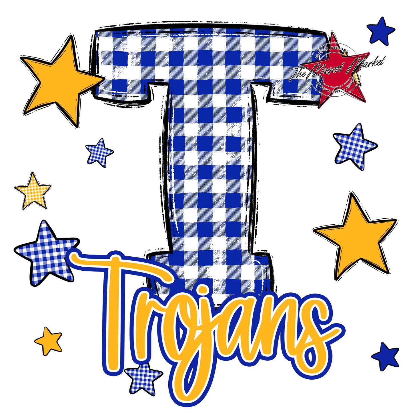 Trojans Plaid Star Design-Royal Blue & Yellow