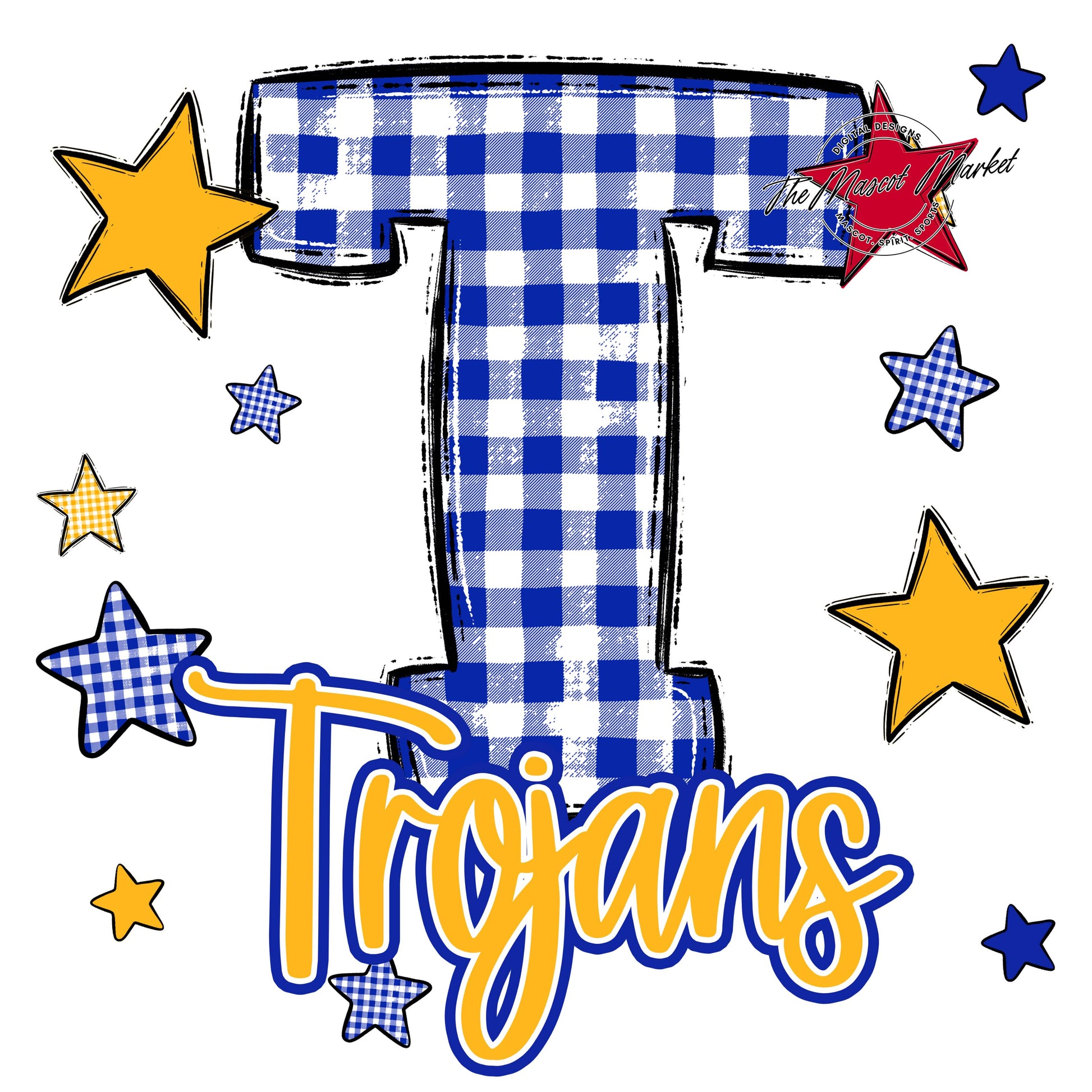 Trojans Plaid Star Design-Royal Blue & Yellow
