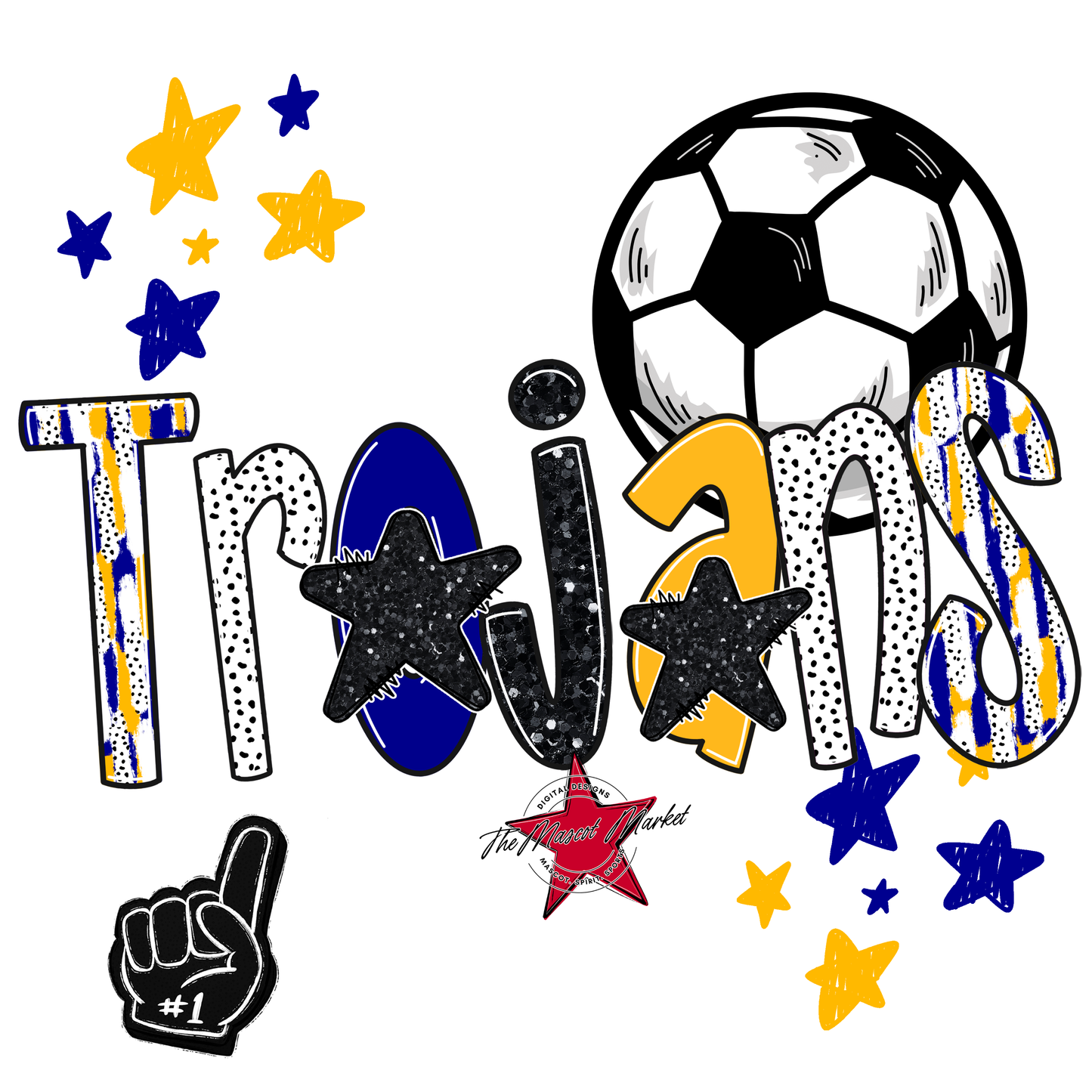 Trojans Soccer Scrape-Blue-Yellow