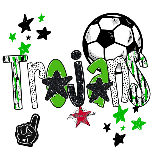 Trojans Soccer Scrape-Bright Green