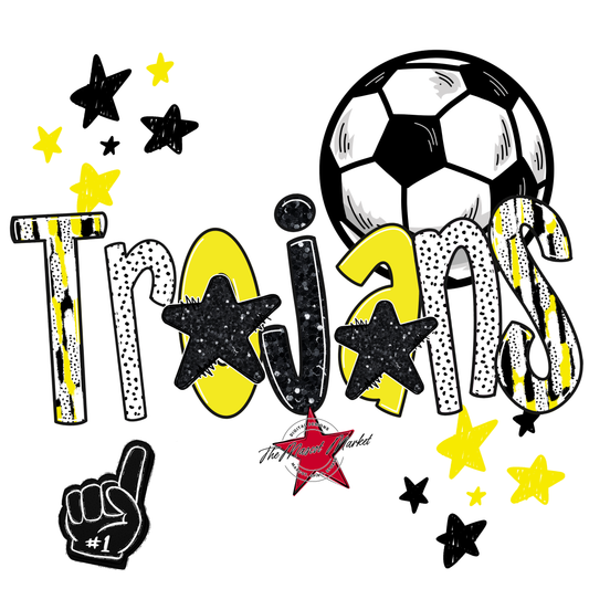 Trojans Soccer Scrape-Bright Yellow