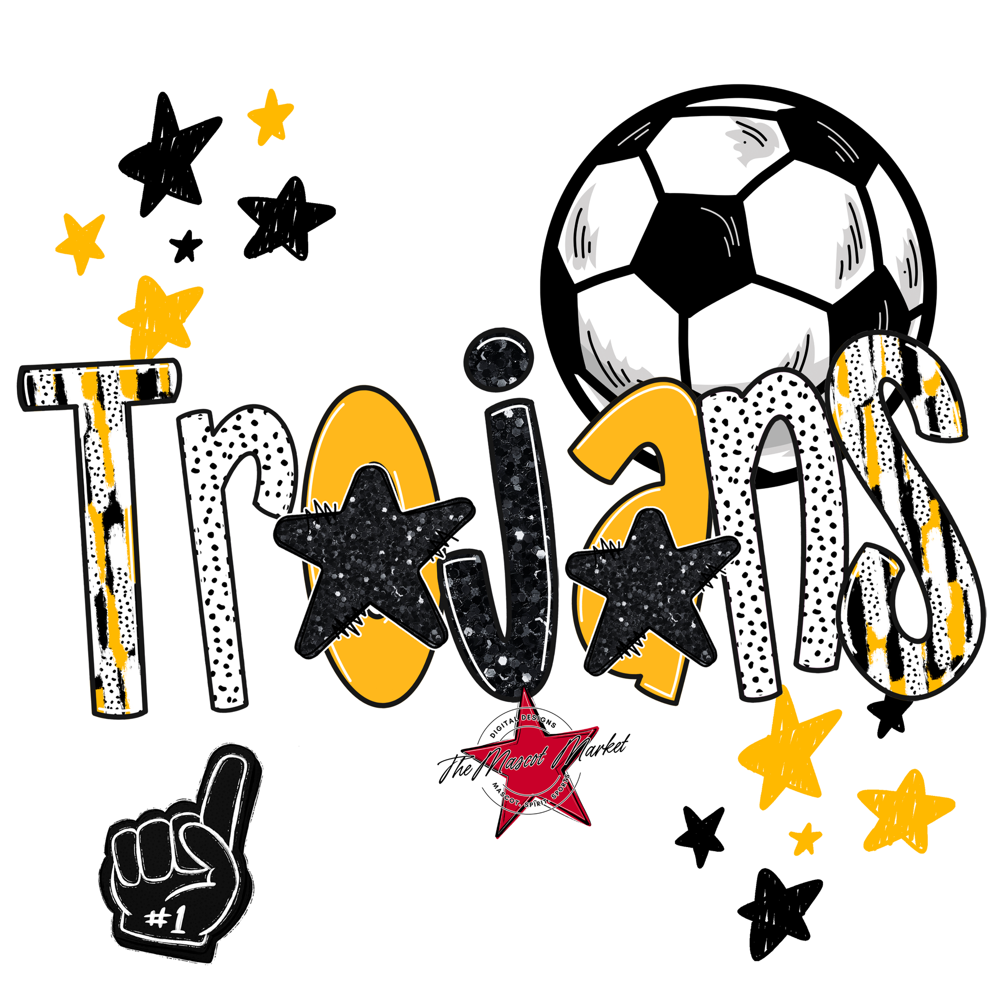 Trojans Soccer Scrape-Yellow