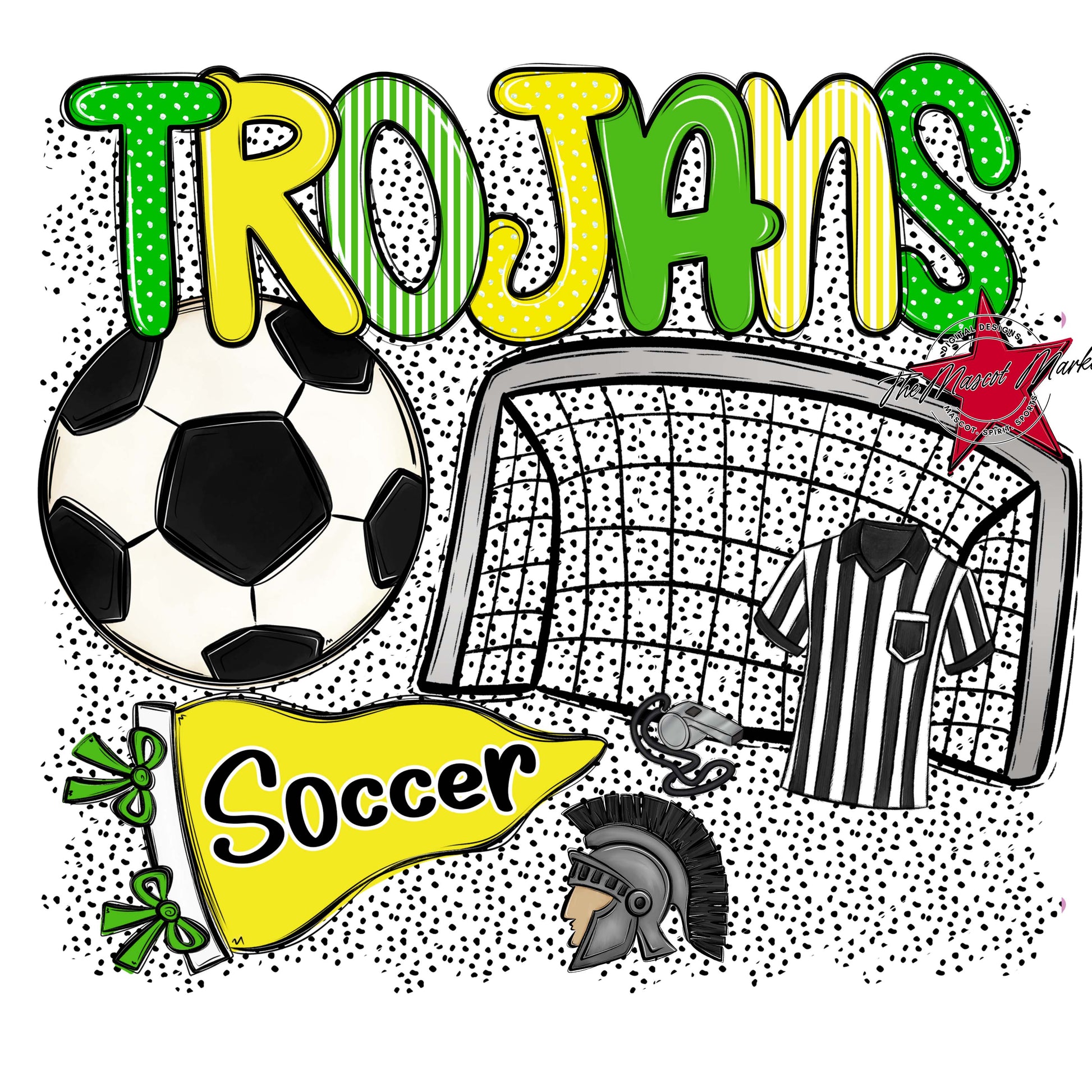 Trojans Soccer Spirit-Bright Green & Bright Yellow