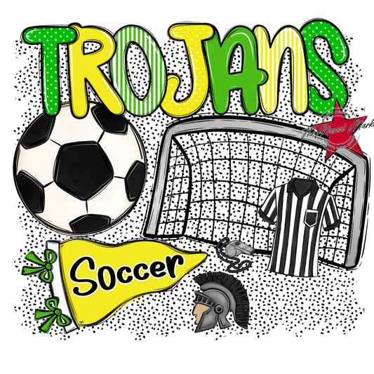 Trojans Soccer Spirit-Bright Green & Bright Yellow