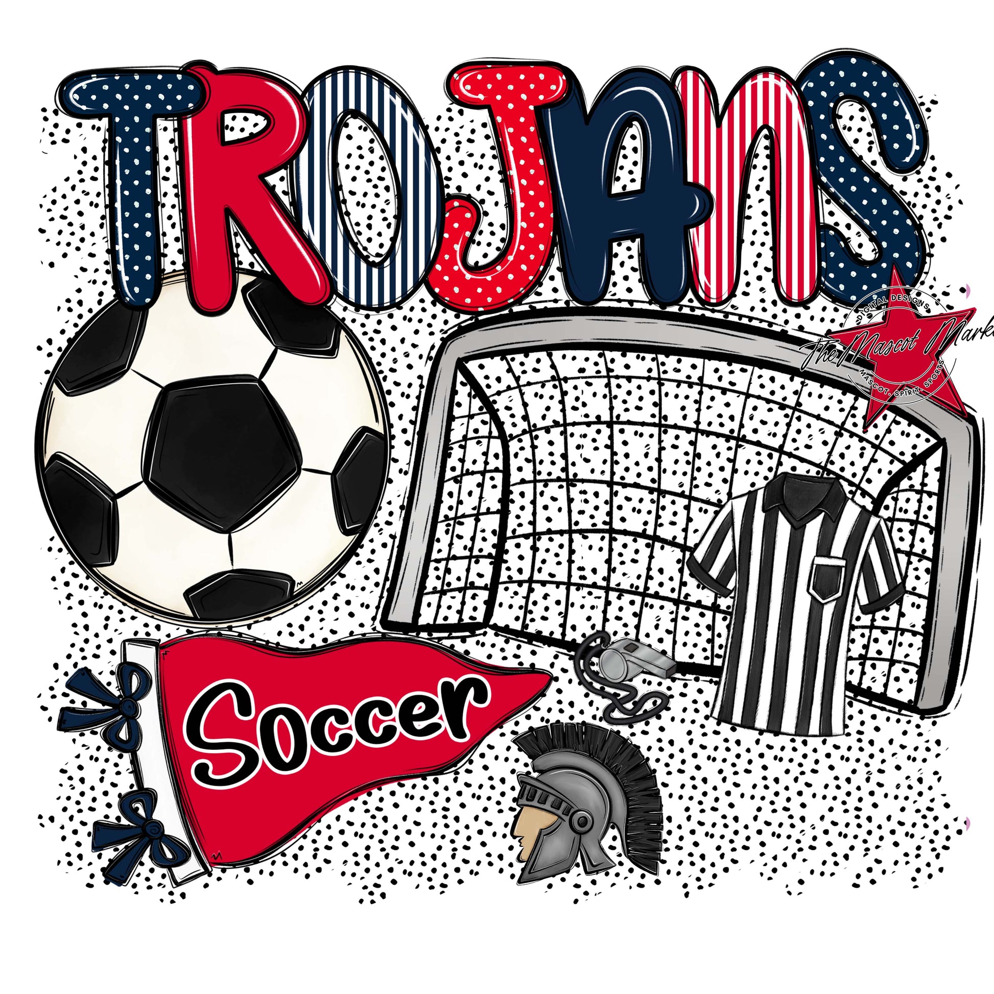 Trojans Soccer Spirit-Navy & Red