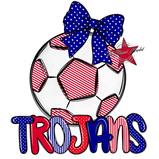 Trojans Soccer Spirit Design-Blue & Red
