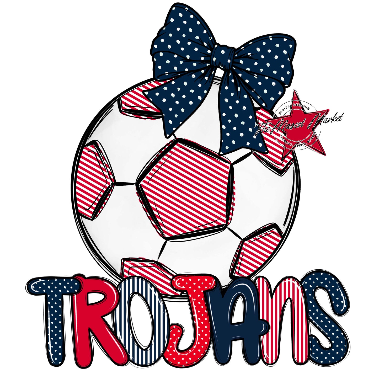 Trojans Soccer Spirit Design-Navy & Red