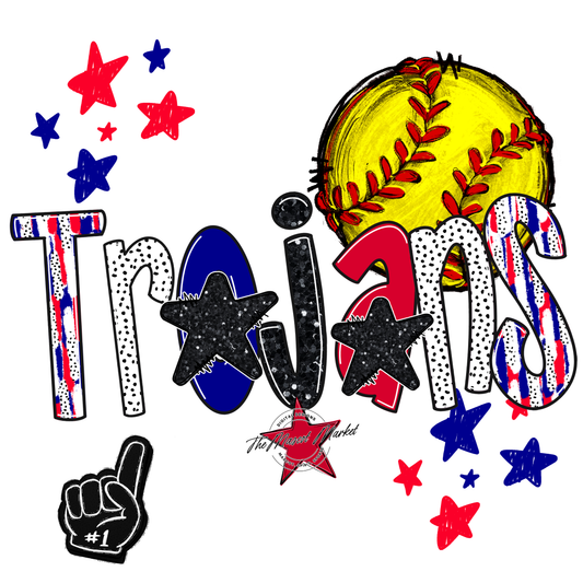 Trojans Softball Scrape-Blue-Red