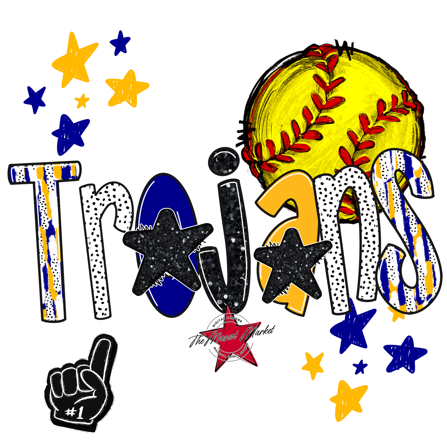 Trojans Softball Scrape-Blue-Yellow