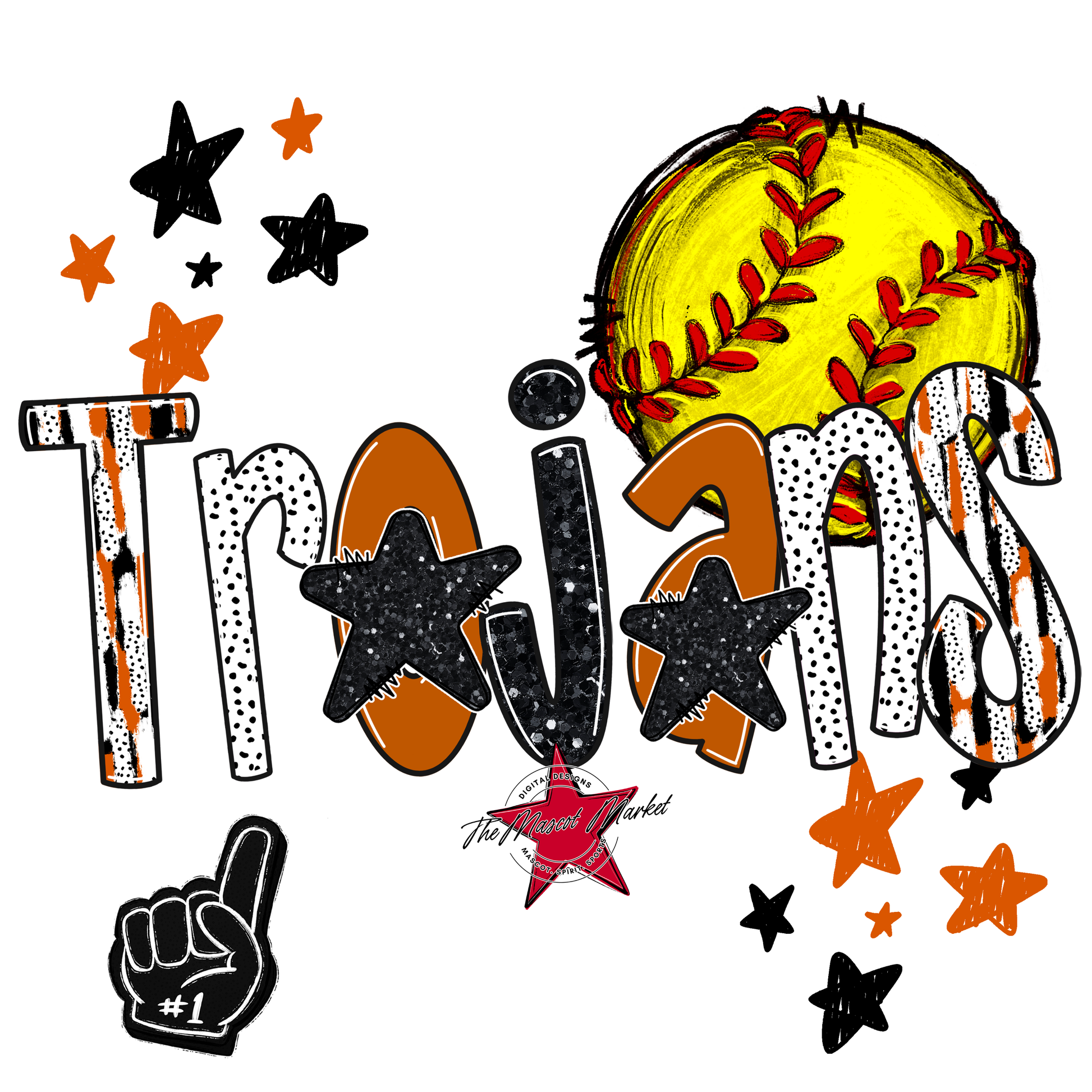 Trojans Softball Scrape-Burnt Orange