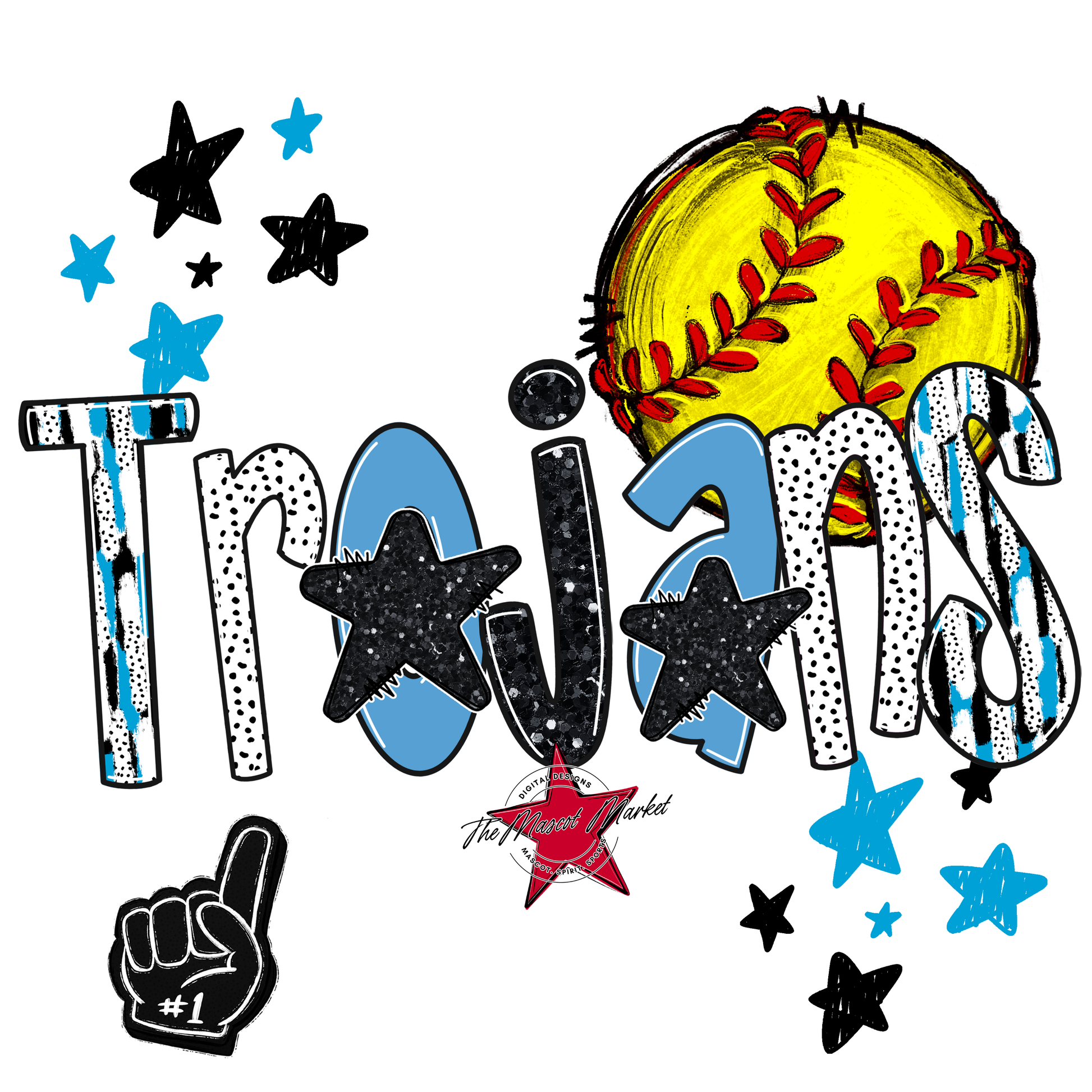 Trojans Softball Scrape-Carolina Blue