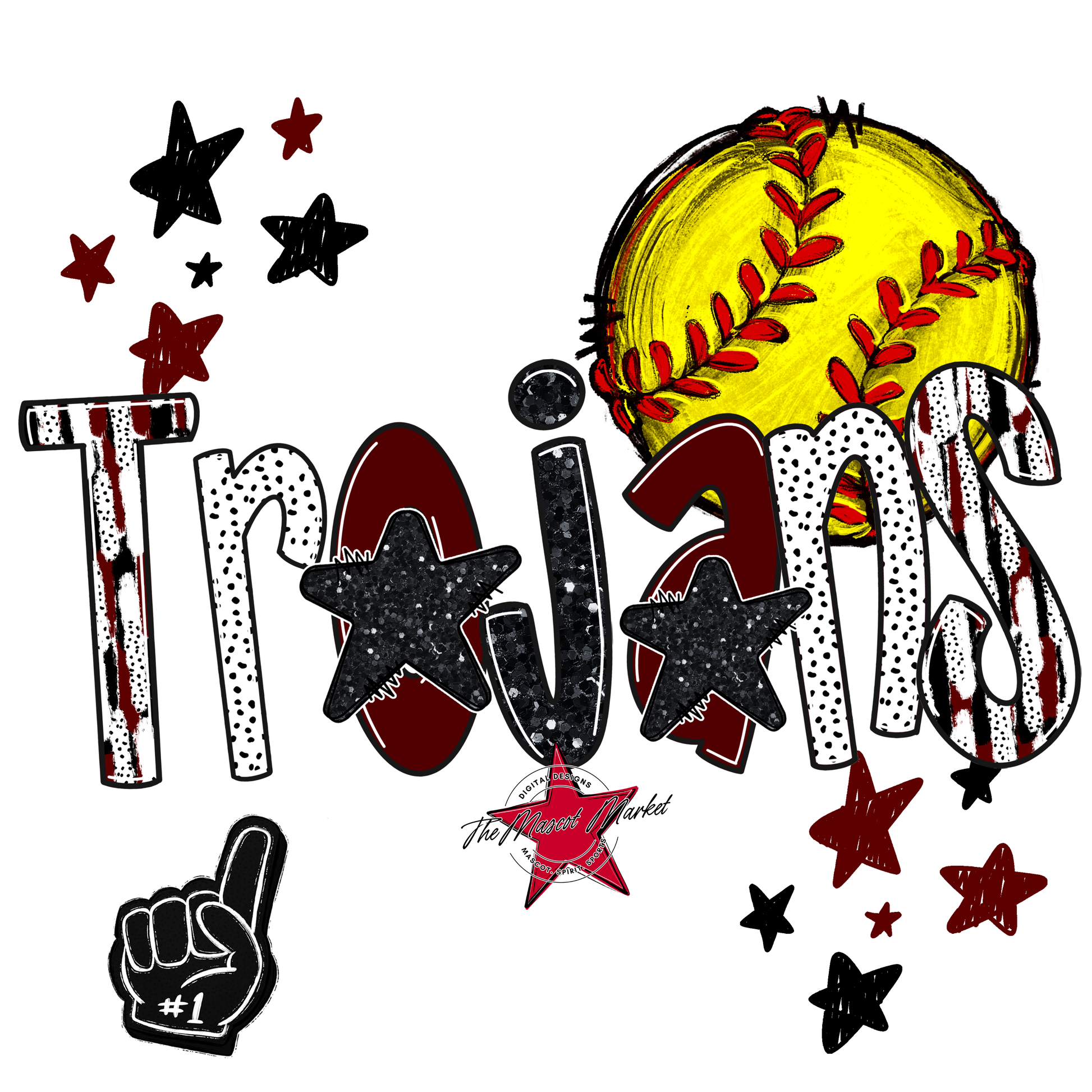 Trojans Softball Scrape-Maroon