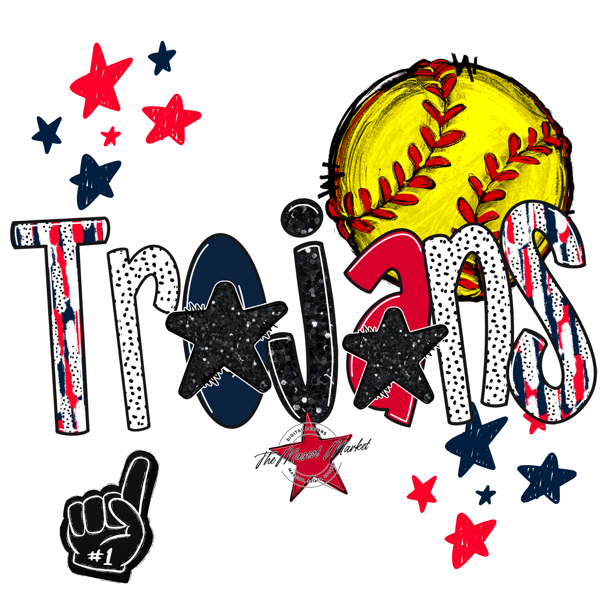 Trojans Softball Scrape-Navy-Red