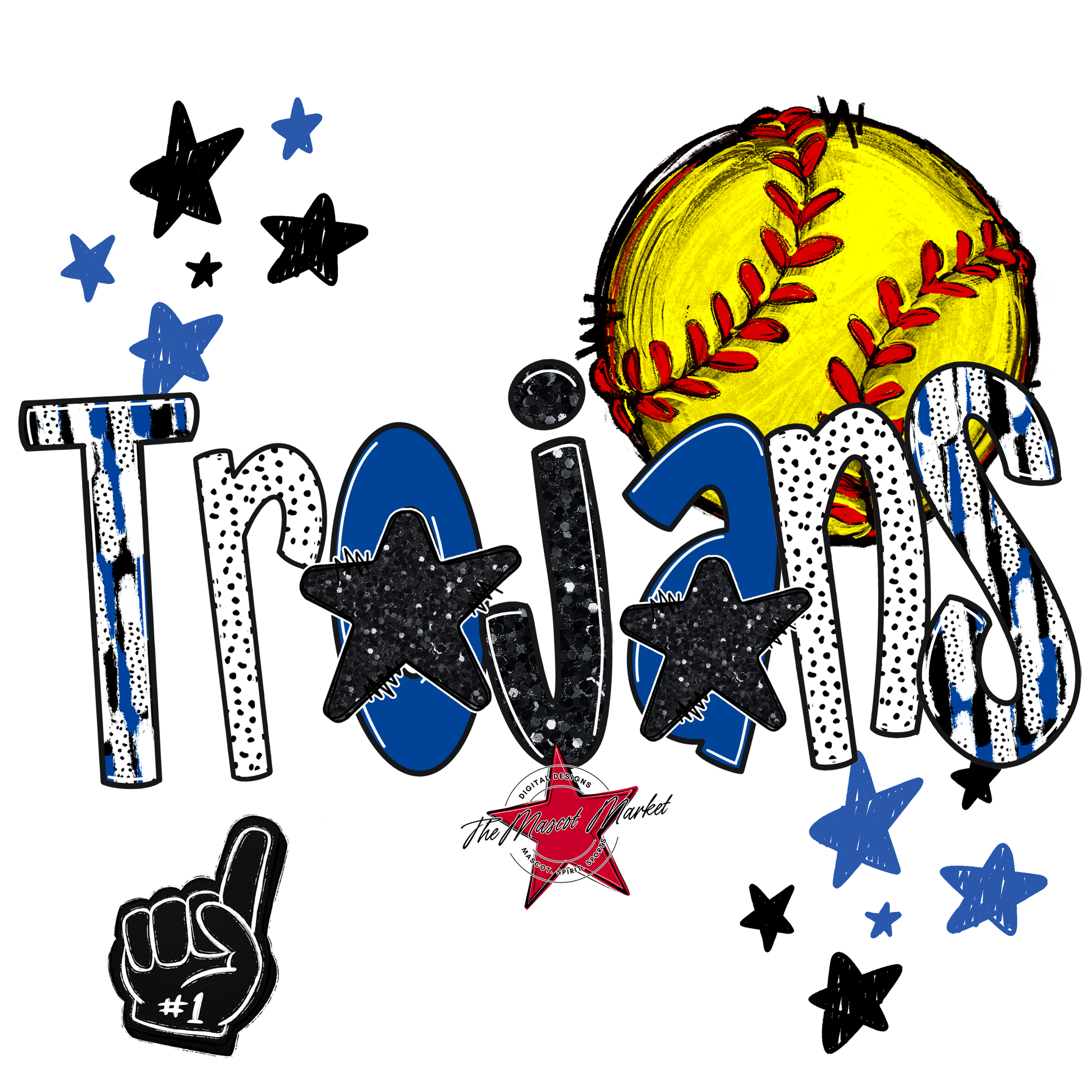 Trojans Softball Scrape-Off Blue