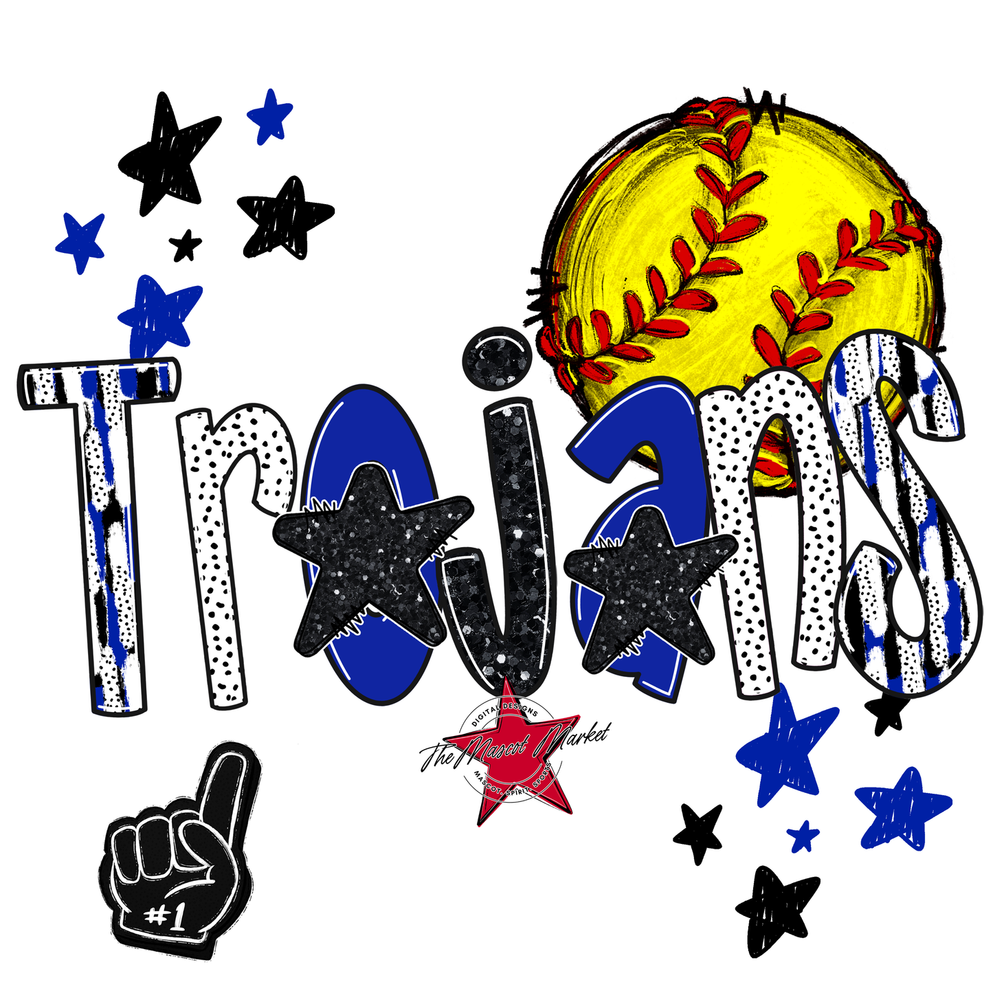 Trojans Softball Scrape-Royal Blue