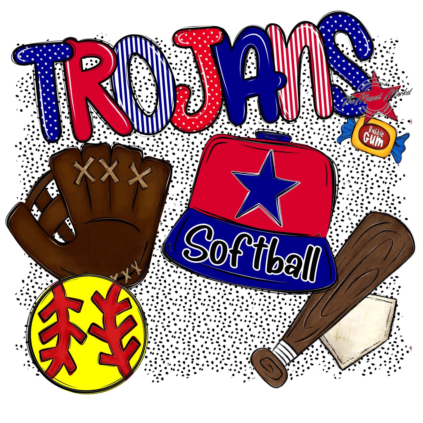 Trojans Softball Spirit-Blue & Red