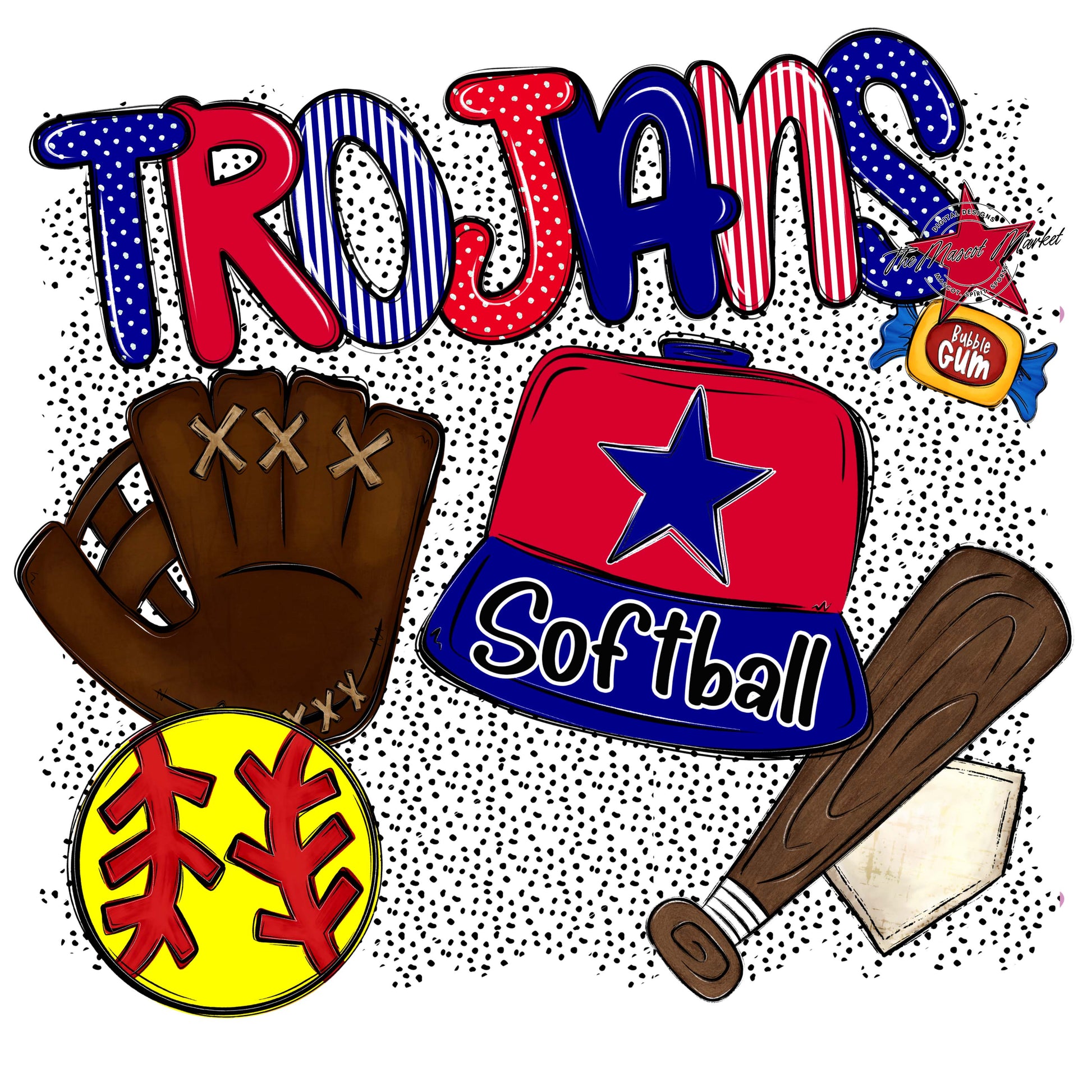 Trojans Softball Spirit-Blue & Red