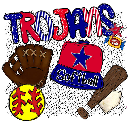 Trojans Softball Spirit-Blue & Red