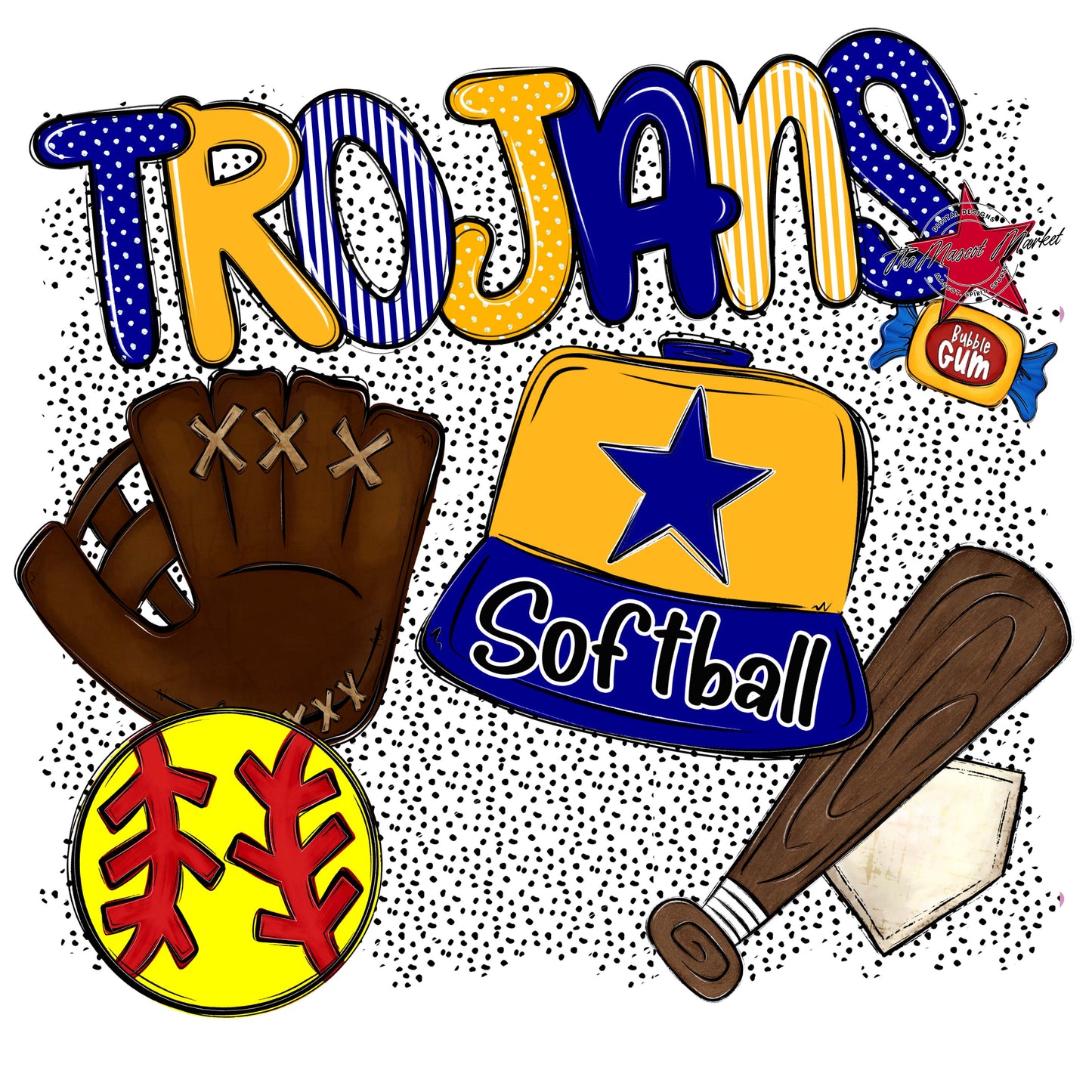 Trojans Softball Spirit-Blue & Yellow