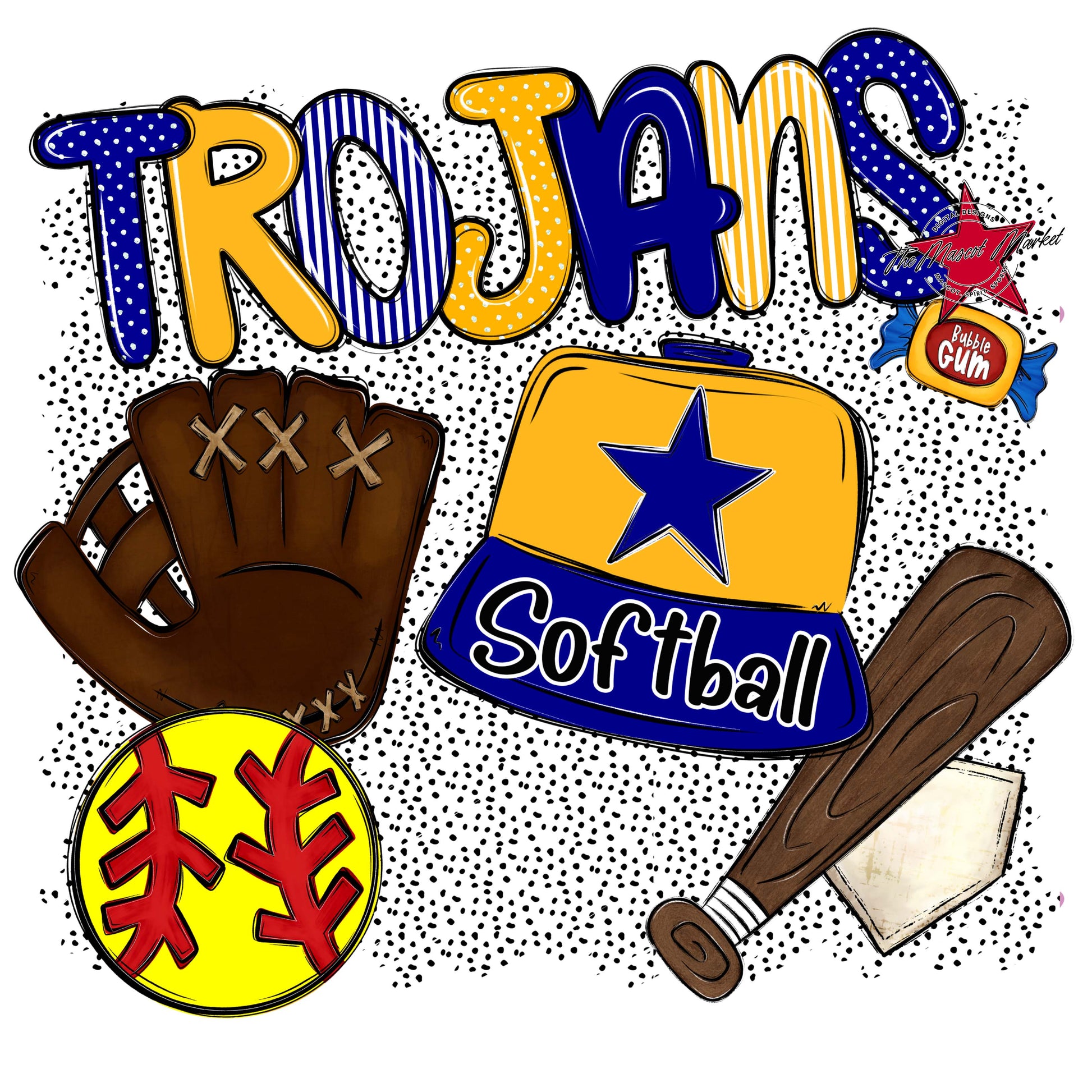 Trojans Softball Spirit-Blue & Yellow