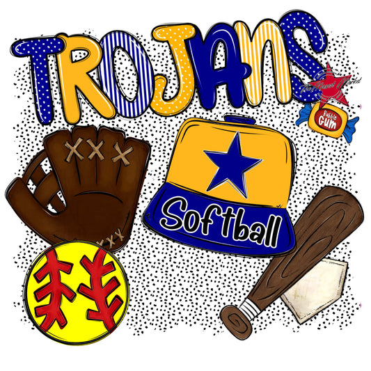 Trojans Softball Spirit-Blue & Yellow